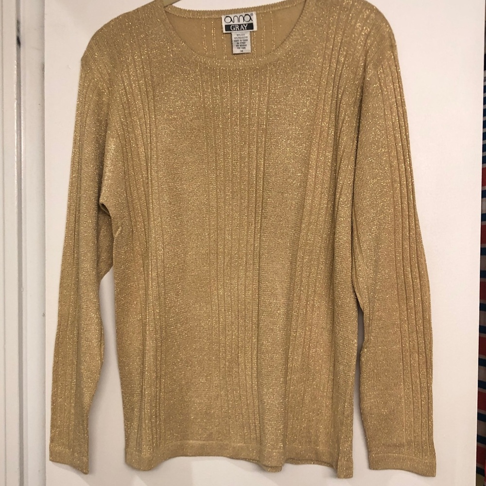 Vintage 90’s Anna Gray Silk Blend Metallic Shimmer Top - Excellent Condition